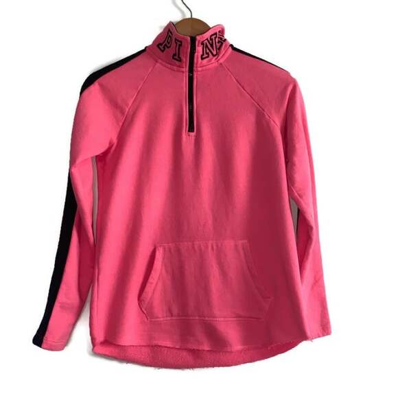PINK Victoria's Secret Quarter Zip Sweatshirt Hot Pink  Size Extra Small - Picture 1 of 5